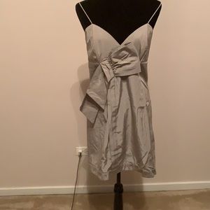 Silver Voom dress with bow and corset back